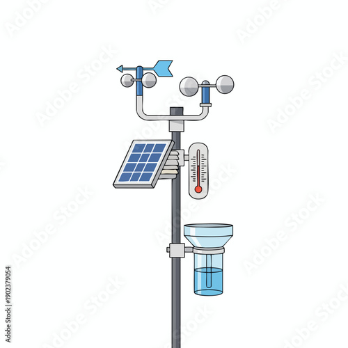 Weather Station with Solar Panel and Rain Gauge