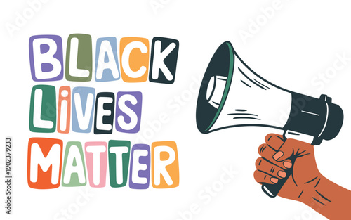 Black Lives Matter protest illustration with megaphone hand