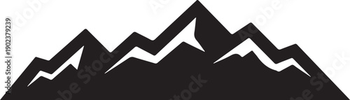 Black and white jagged mountain range peaks