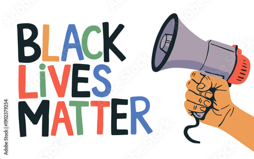 Black Lives Matter protest illustration with megaphone
