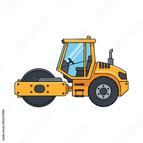 Yellow Road Roller Illustration