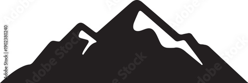 Black and white mountain silhouette with snow trails