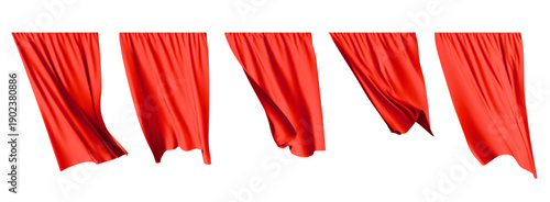 Red curtains realistic. Curtains and draperies interior decoration object.Vector Illustration