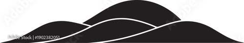 Black and white traced outline of three overlapping hills