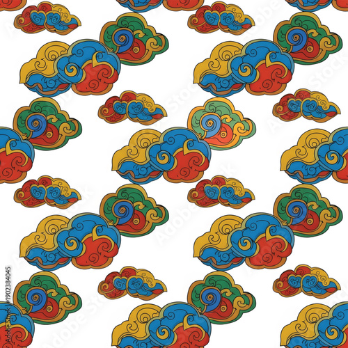 Vibrant Buddha Purnima background with colorful clouds symbolizing enlightenment and serenity