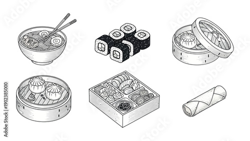 Culinary Diversity: An assortment of culinary delights, artfully arranged, showcasing the intricate flavors and textures of varied dishes. 