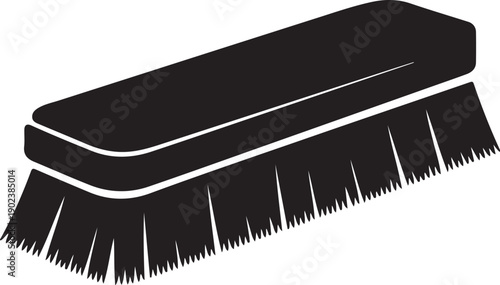 Black Brush with Long Bristles Isolated on White Background