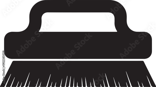 Black Brush with Stiff Bristles and Rectangular Handle