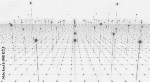 Black dots on white grid creating abstract depth perception with varying sizes