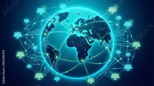 Global network connections illustration showcasing digital communication worldwide from a futuristic viewpoint