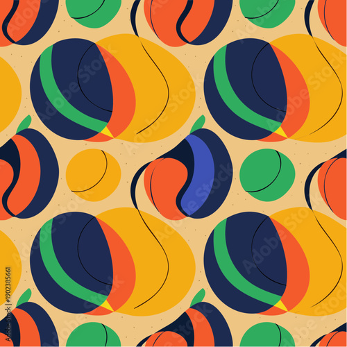 Vibrant colorful fruit pattern design for packaging and textiles