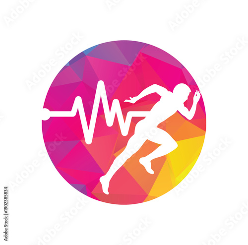 Pulse marathon logo design icon vector. Body Health Care Logo Design. 