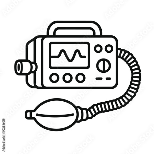 Portable Medical Ventilator and Manual Resuscitator with ECG Waveform Monitor Display, Crucial for Emergency Respiratory Support, Critical Care, Life-Saving Patient Interventions in Healthcare 