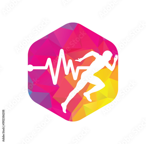 Pulse marathon logo design icon vector. Body Health Care Logo Design. 