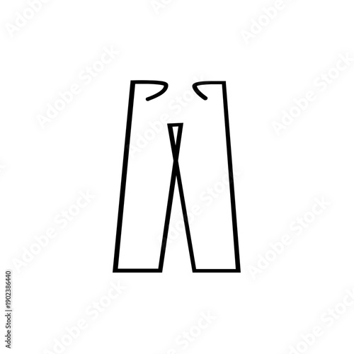 Black line art icon of classic trousers or casual pants, minimalist fashion vector illustration isolated on a white background.