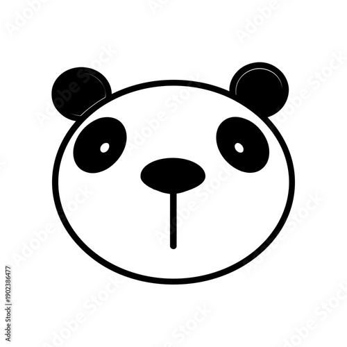 Minimalist Panda Head Logo - Negative Space Panda Icon Vector