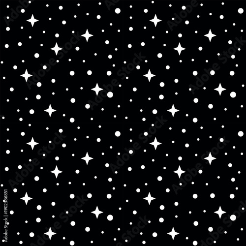 Seamless pattern background with stars black and white.