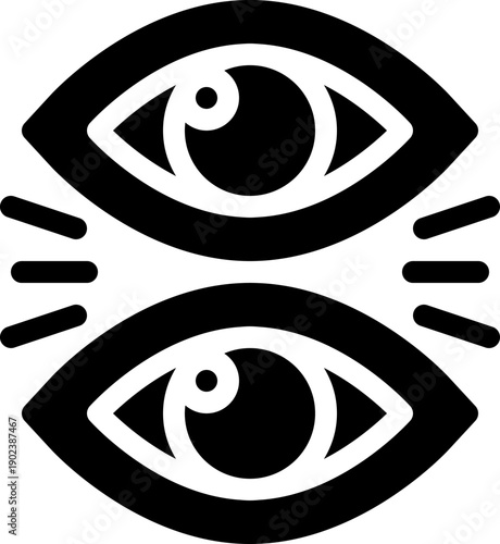 Double eye examination icon representing vision check, ophthalmology test, optometry clinic, eye strain symptoms and regular preventive eye health screening

