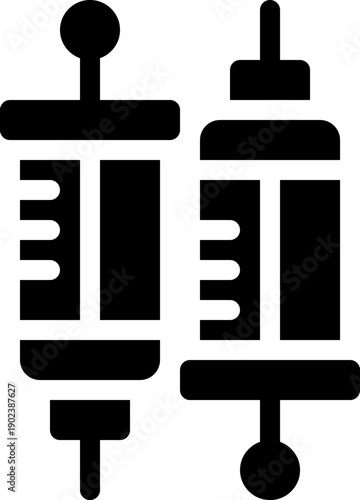 Dual medical syringe icon representing vaccination, injection therapy, immunization campaign, hospital nursing care, clinical medicine dosage and preventive healthcare services

