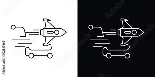 The dual presentation in light and dark background versions highlights its versatility for different UI themes. This icon is perfectly suited for e-commerce platforms, mobile apps, online marketplaces