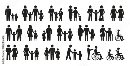 Diverse family groups and individuals including people with disabilities
