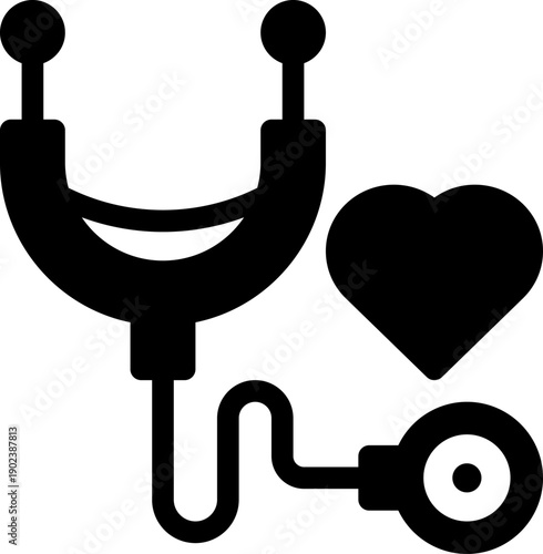 Cardiology stethoscope with heart icon symbolizing patient checkup, heartbeat monitoring, primary care consultation, medical examination and cardiovascular health support

