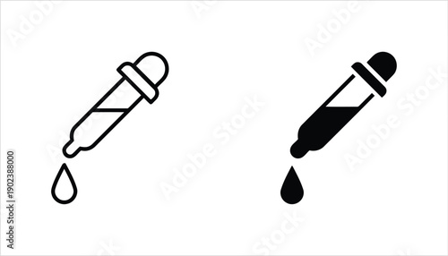 Dropper with liquid, icon for laboratory or medical use