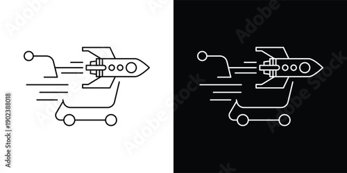 The dual presentation in light and dark background versions highlights its versatility for different UI themes. This icon is perfectly suited for e-commerce platforms, mobile apps, online marketplaces