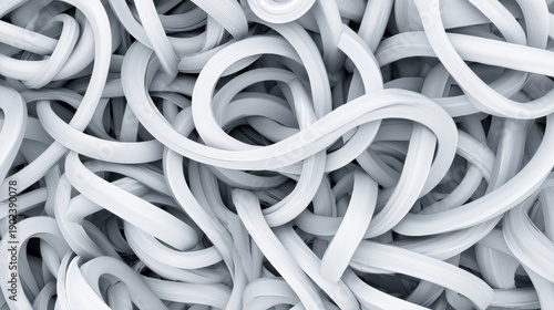 A complex network of white, curved lines forming a dense, tangled mass.
