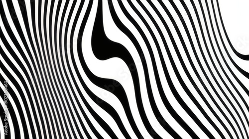 Black and white optical art wavy zebra pattern like stripes suitable for abstract backgrounds, packaging designs, textiles, and artistic projects.