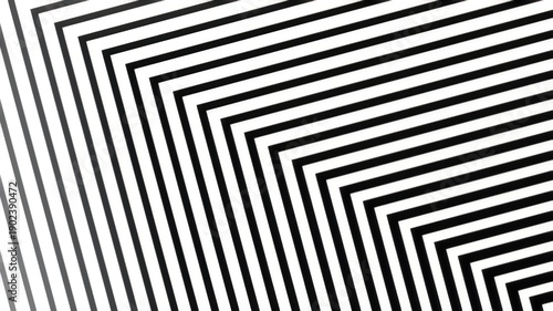 Dizzying pattern of repeating black and white angled lines, perfect for abstract backgrounds, modern designs, hypnotic visuals, and geometric themes.