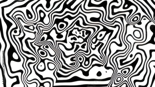 Abstract swirling optical illusion design ideal for backgrounds, prints, textiles, and digital projects with a contemporary black and white aesthetic.
