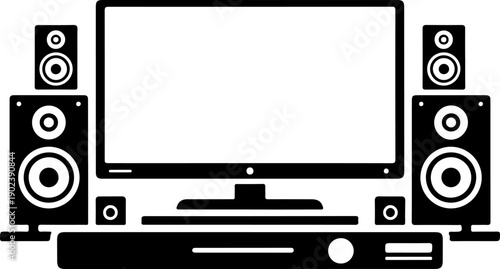 Entertainment system silhouette vector illustration