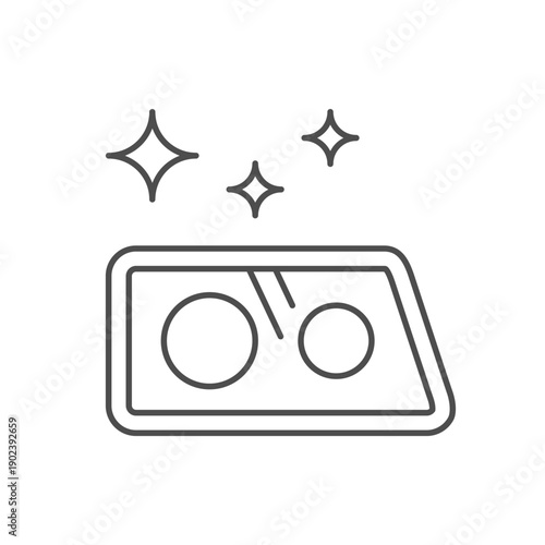 Car headlights polishing line icon