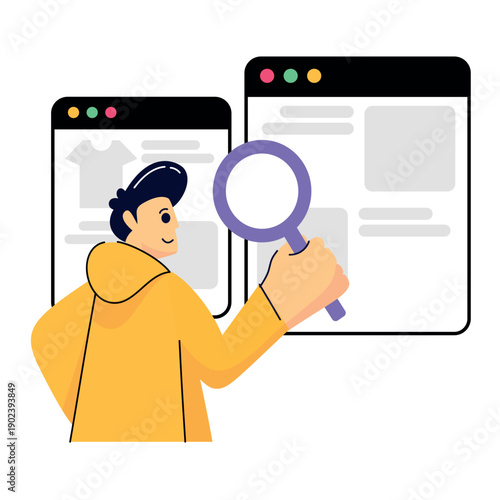 Illustration of woman interacting with e-commerce website