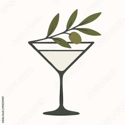 elegant cocktail glass with leafy garnish poised in soft tones celebrating calm indulgence and modern minimalist design