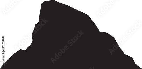 Black silhouette of a mountain peak on white background