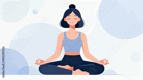 Modern Minimal Woman Meditating in Lotus Pose