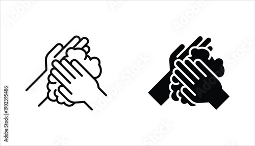 Hand washing with soap icon set clean hands hygiene symbol