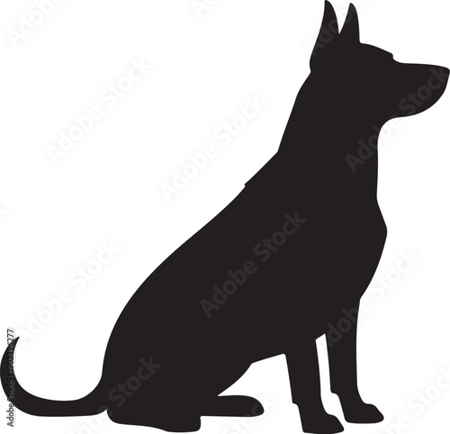Black Silhouette of a Sitting Dog profile