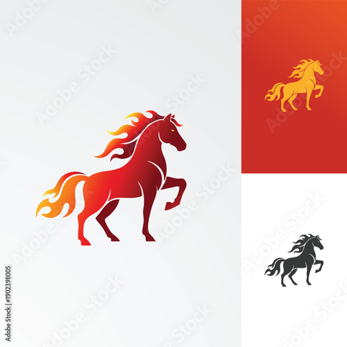 Modern Red Horse Logos in Different Colors