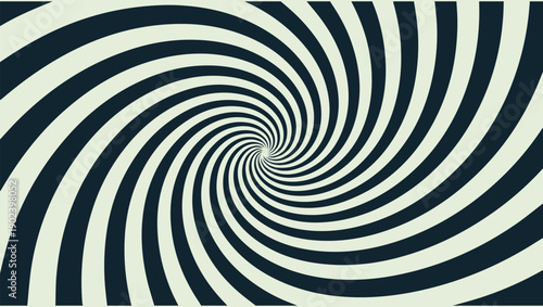 Hypnotic spiral pattern with contrasting dark and light bands creates visual illusion
