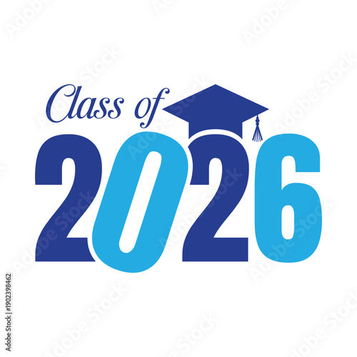 Class of 2026 Graduation Design with Cap Vector