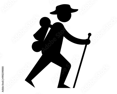 Hiking silhouette vector illustration isolated on white background