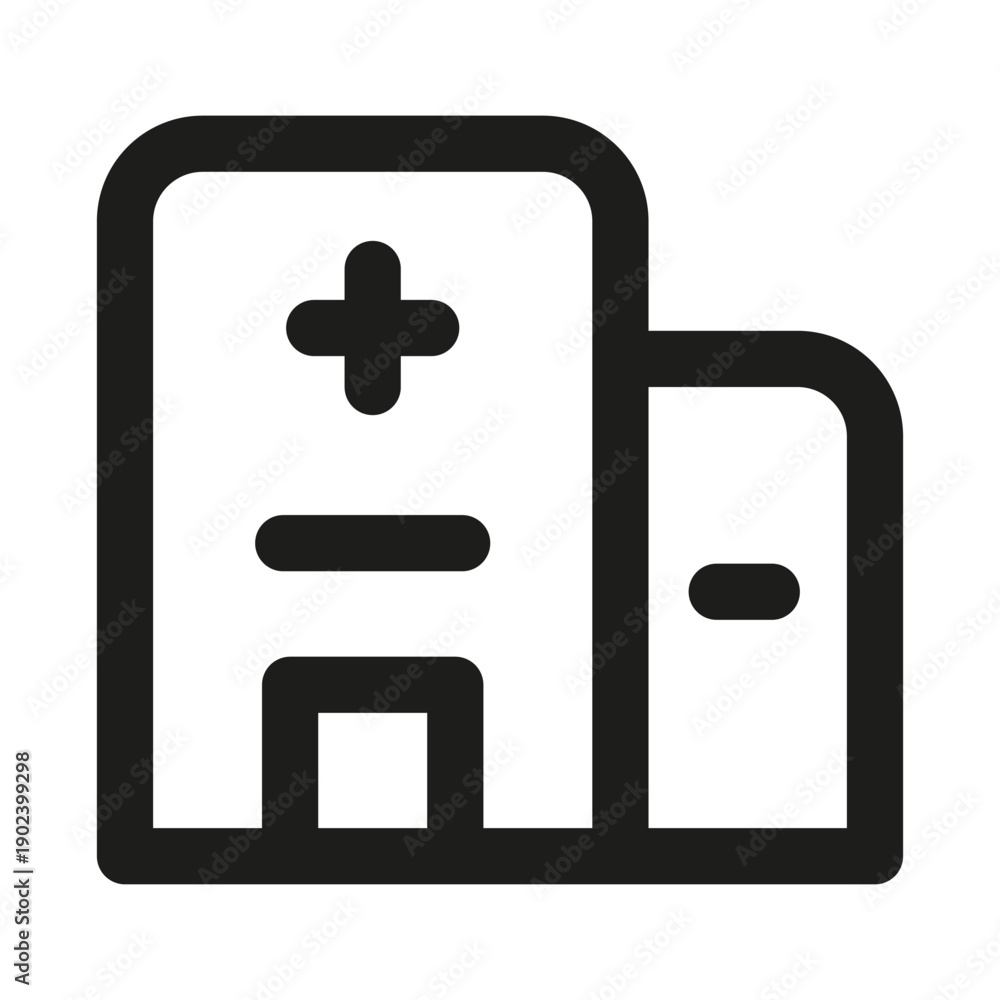 Obraz premium Hospital Building Professional Modern Line Icon. Minimal and unique medical symbol representing healthcare facility, patient care, clinic, and medical services