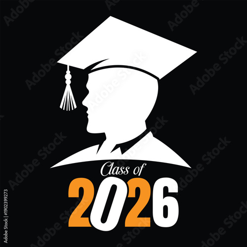 Class of 2026 Graduation Design with Cap Vector
