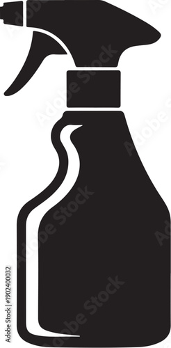 Black Spray Bottle with White Outline liquid container