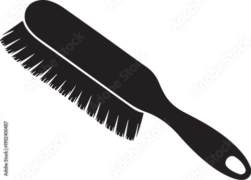 Black Wire Brush with Dense Bristles on White Background