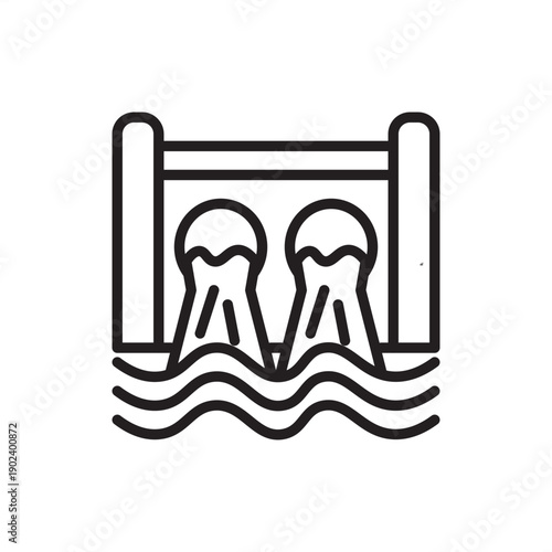 Flood gate icon. Hydraulic engineering and water management, representing adjustable sluice gates, dam control barriers, tidal surge protection, irrigation regulators, and urban flood defense hardware