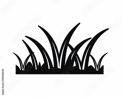 Meadow Grass Silhouette Vector, Outdoor Landscape Art